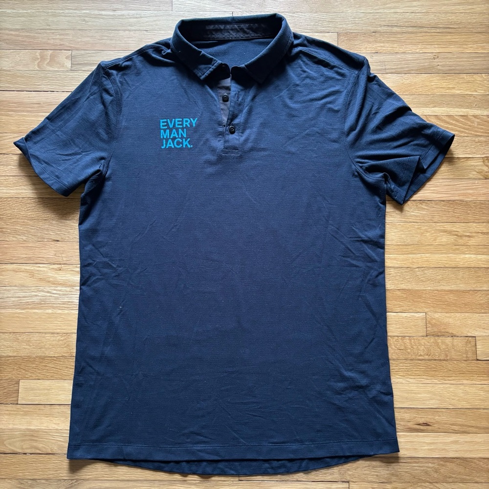 Lululemon‎ Navy Blue Short Sleeve Performance Polo Shirt Mens L? Athleisure EMJ